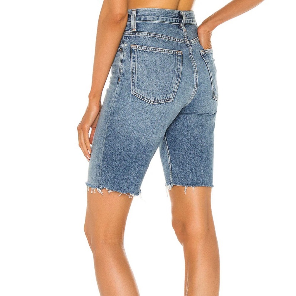 Agolde Faded Blue High-Rise Denim Bermuda Shorts - Picture 4 of 10